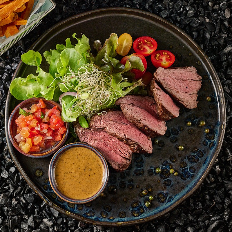 Beef Tenderloin Slides with Sweet Potatoes Fries