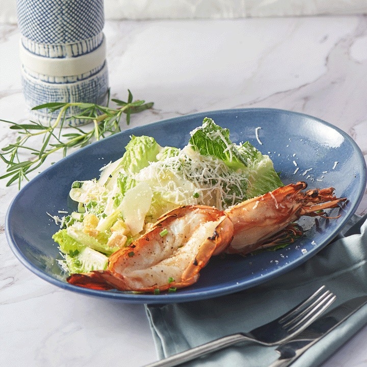 GRILLED TIGER PRAWN CAESAR SALAD 
