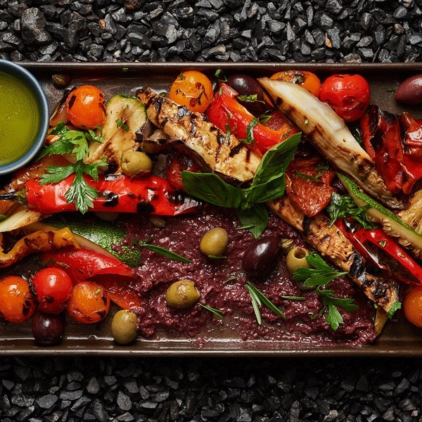 Charcoal Grilled Summer Vegetable Plate for 2