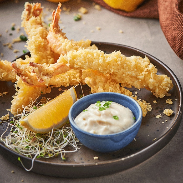 PRAWN TEMPURA WITH TARTAR SAUCE