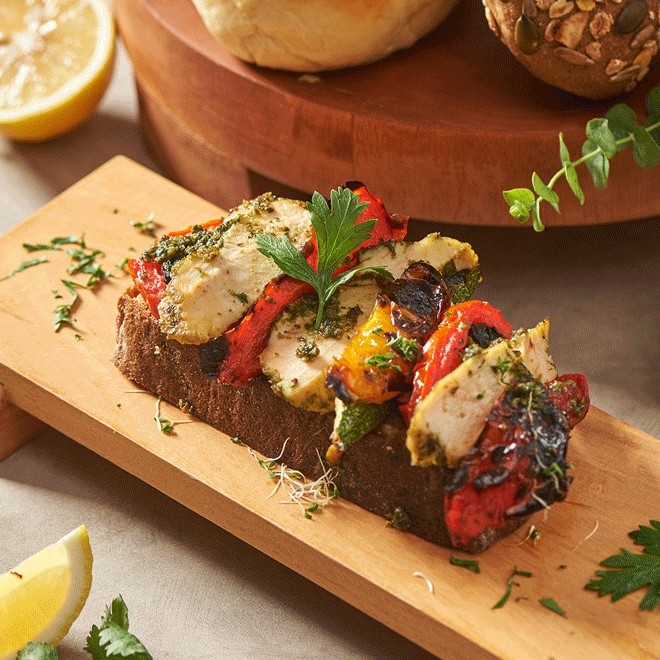Roasted Chicken & Capcicum Crostini